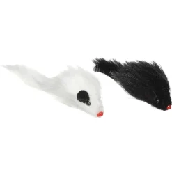 Spot Twin Plush Mice Rattle & Catnip Toy, Black & White Twin Pack