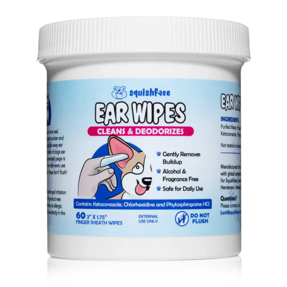 Squishface Cleaning & Deodorizing Ear Wipes For Dogs (60 wipes)