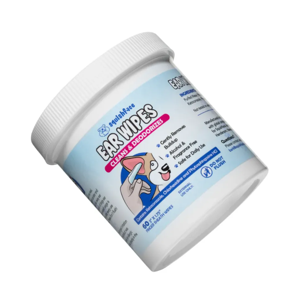 Squishface Cleaning & Deodorizing Ear Wipes For Dogs (60 wipes)