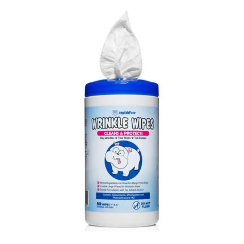 Squishface Cleaning & Protecting Wrinkle Wipes For Dogs (80 wipes)