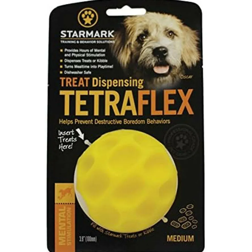Starmark Treat Dispensing Tetraflex Dog Toy, Yellow