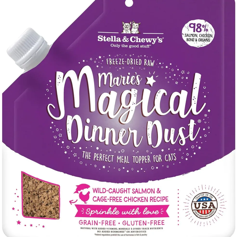 Stella & Chewy's Marie’s Magical Dinner Dust Wild Caught Salmon & Cage Free Chicken Recipe Freeze-Dried Cat Food Topper (7 oz)