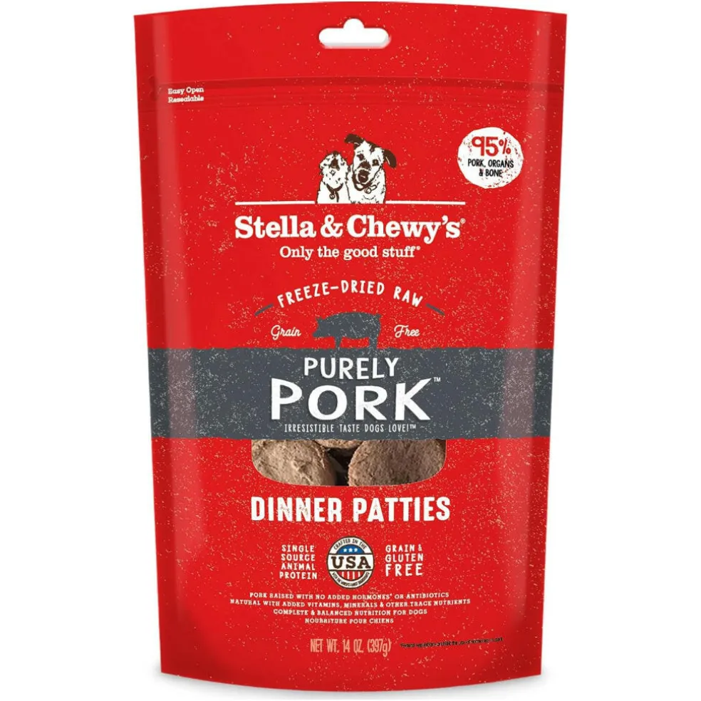 Stella & Chewy's Purely Pork Dinner Patties Freeze-Dried Raw Food for Dogs, 14-oz