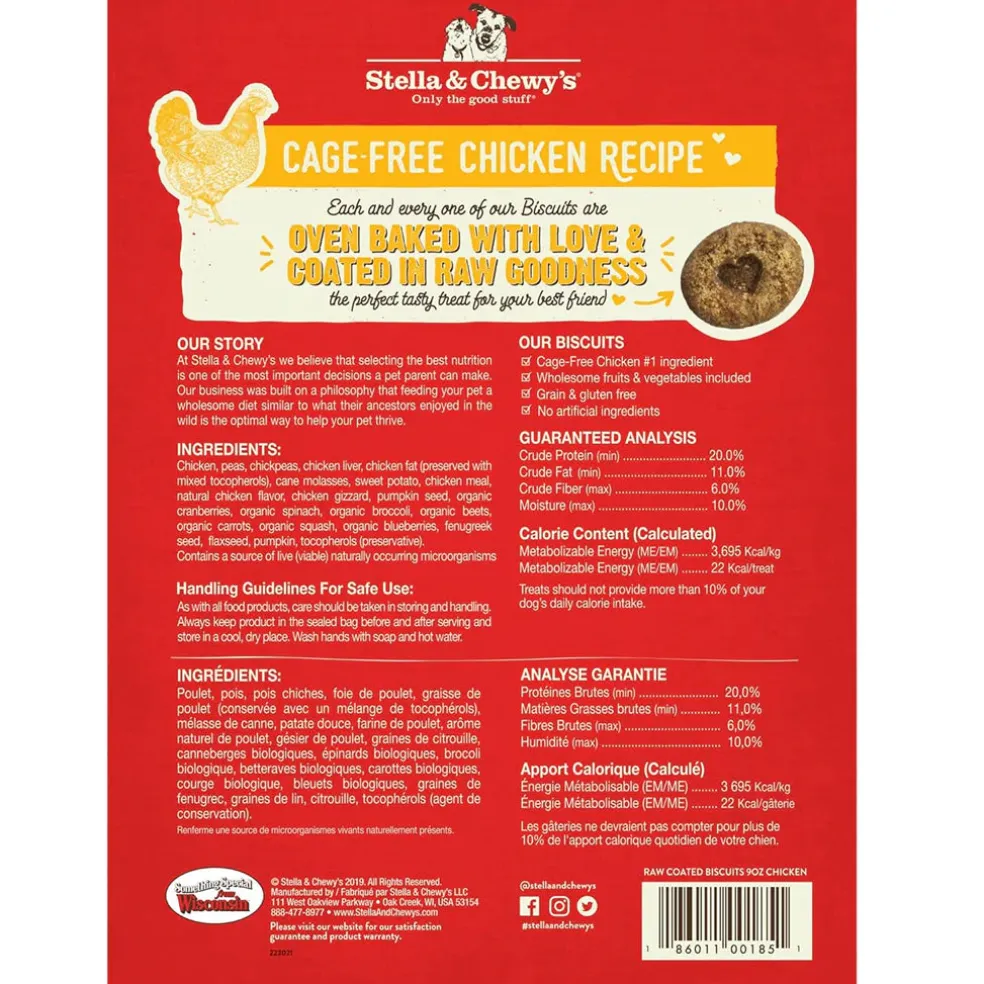 Stella & Chewy's Raw Coated Biscuits Cage-Free Chicken Recipe Crunchy Dog Treats (9 oz)