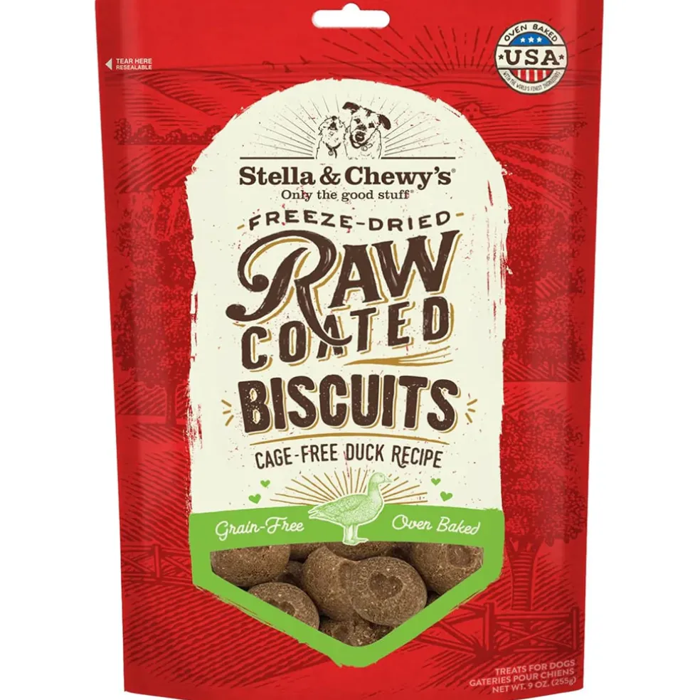 Stella & Chewy's Raw Coated Biscuits Cage-Free Duck Recipe Crunchy Dog Treats (9 oz)