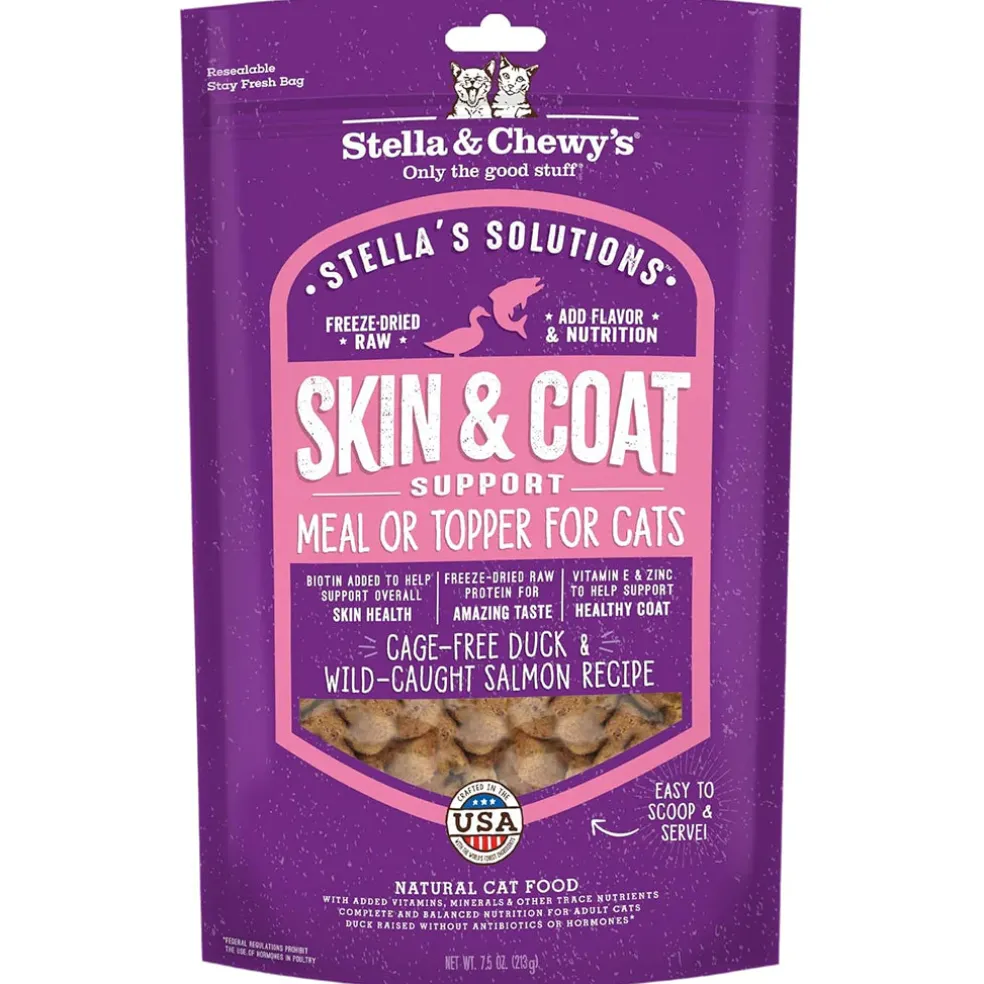 Stella & Chewy's Stella's Solutions Skin & Coat Support Duck & Salmon Freeze-Dried Meal Topper for Cats (7.5 oz)