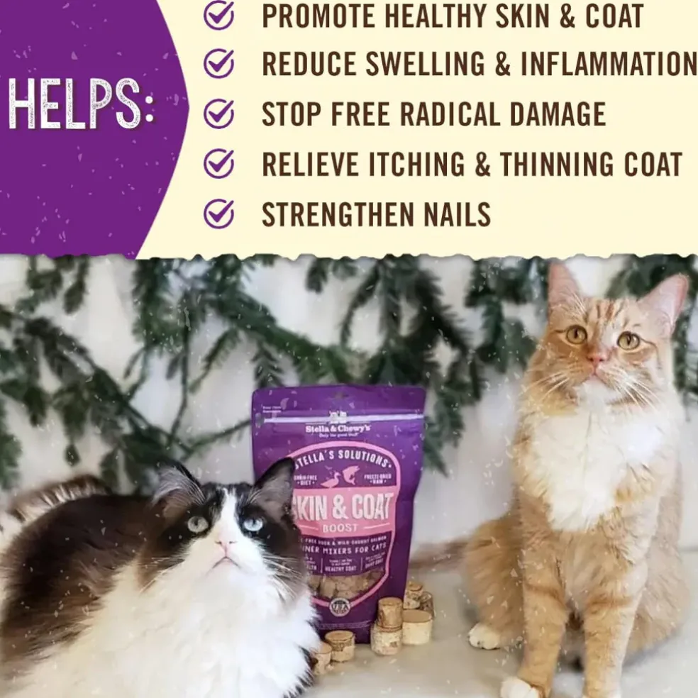 Stella & Chewy's Stella's Solutions Skin & Coat Support Duck & Salmon Freeze-Dried Meal Topper for Cats (7.5 oz)