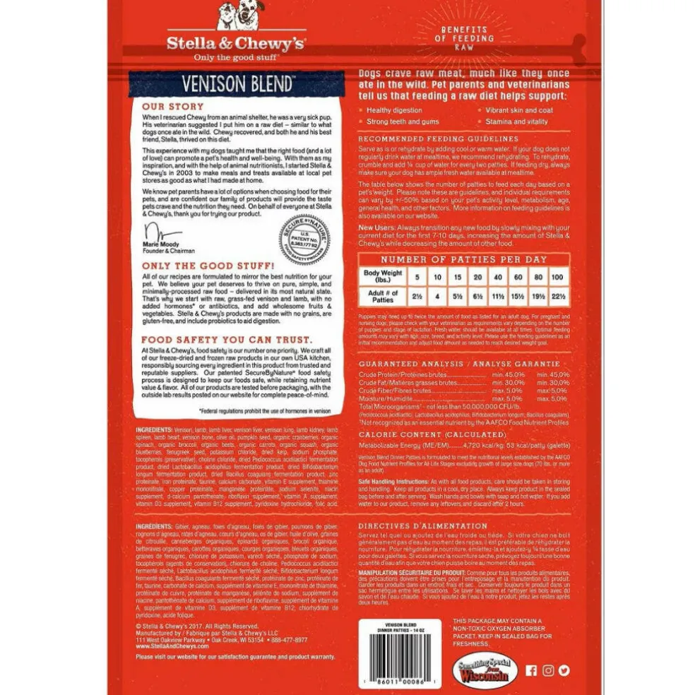 Stella & Chewy's Venison Blend Dinner Patties Freeze-Dried Raw Food for Dogs