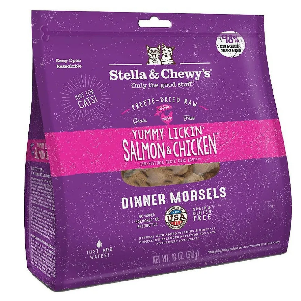 Stella & Chewy's Yummy Lickin' Salmon & Chicken Dinner Morsels Freeze-Dried Raw Food for Cats