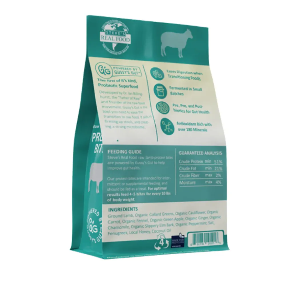Steve's Real Food Lamb Protein Bites Gut Boosting Bites for Cats & Dogs (4 oz)
