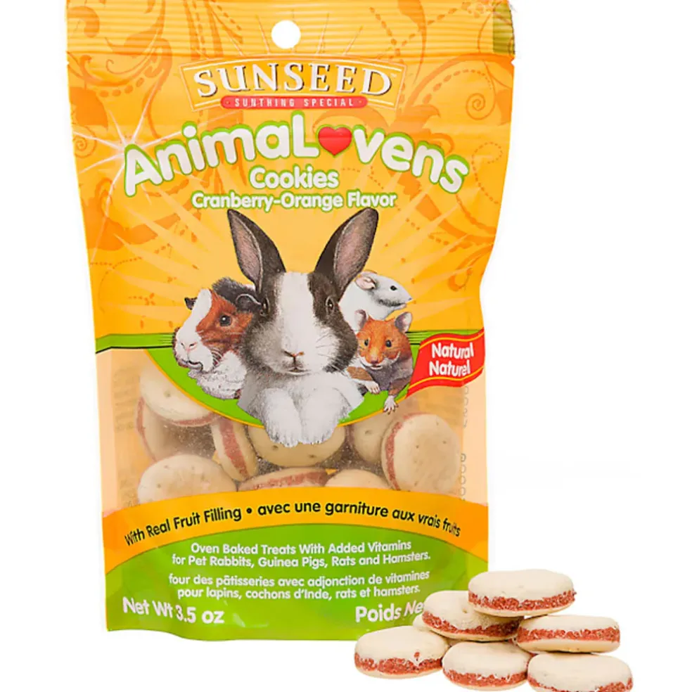 Sunseed AnimaLovens Cookies Cranberry-Orange Flavor for Rabbits, Guinea Pigs, Rats & Hamsters, 4-oz