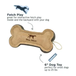 Tall Tails Natural Leather Bone Tug Toy for Dogs