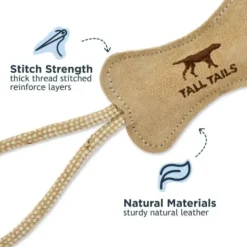 Tall Tails Natural Leather Bone Tug Toy for Dogs