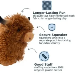 Tall Tails Plush Highland Cow Dog Toy, 8