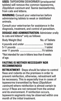 Tapeworm Dewormer for Cats (3 Tablets)