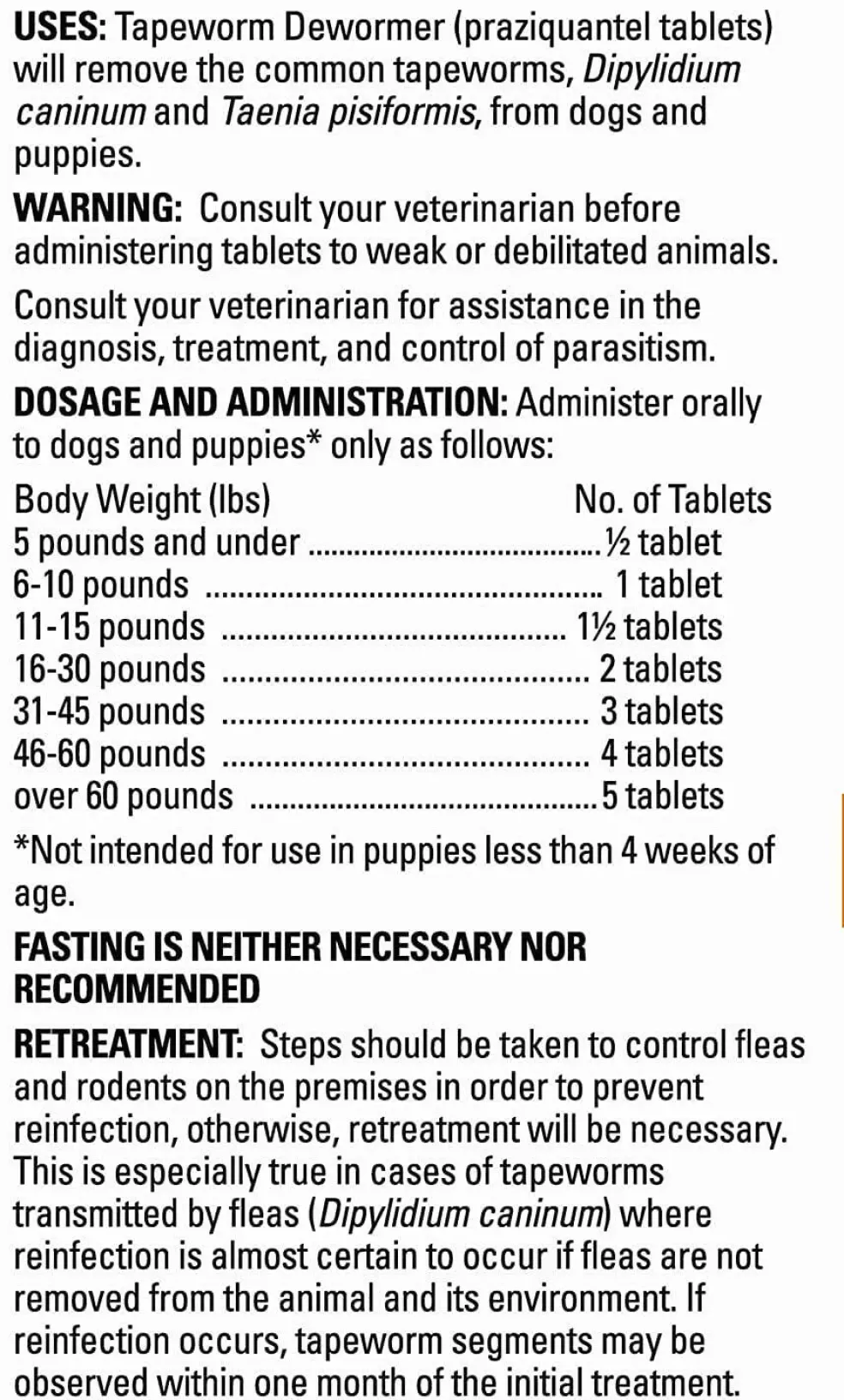 Tapeworm Dewormer for Dogs (5 Tablets)