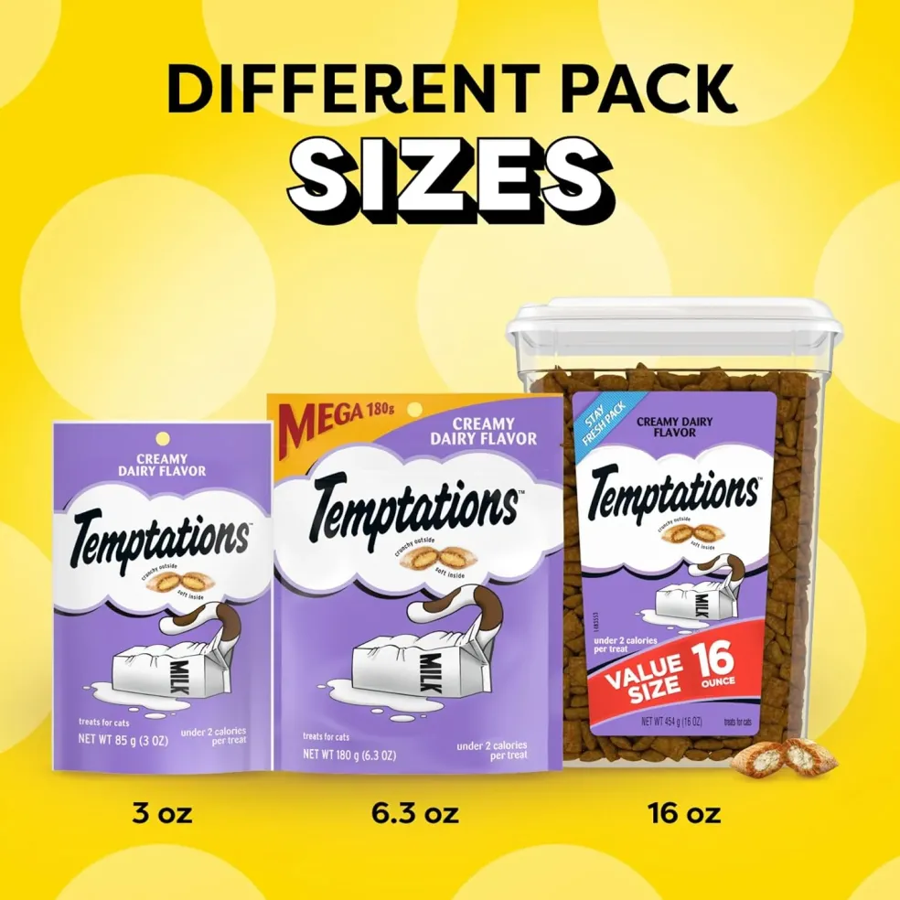 Temptations Classics Creamy Dairy Flavor Soft & Crunchy Treats for Cats