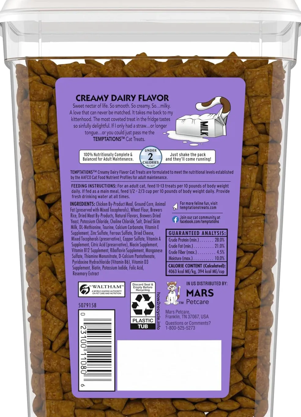 Temptations Classics Creamy Dairy Flavor Soft & Crunchy Treats for Cats