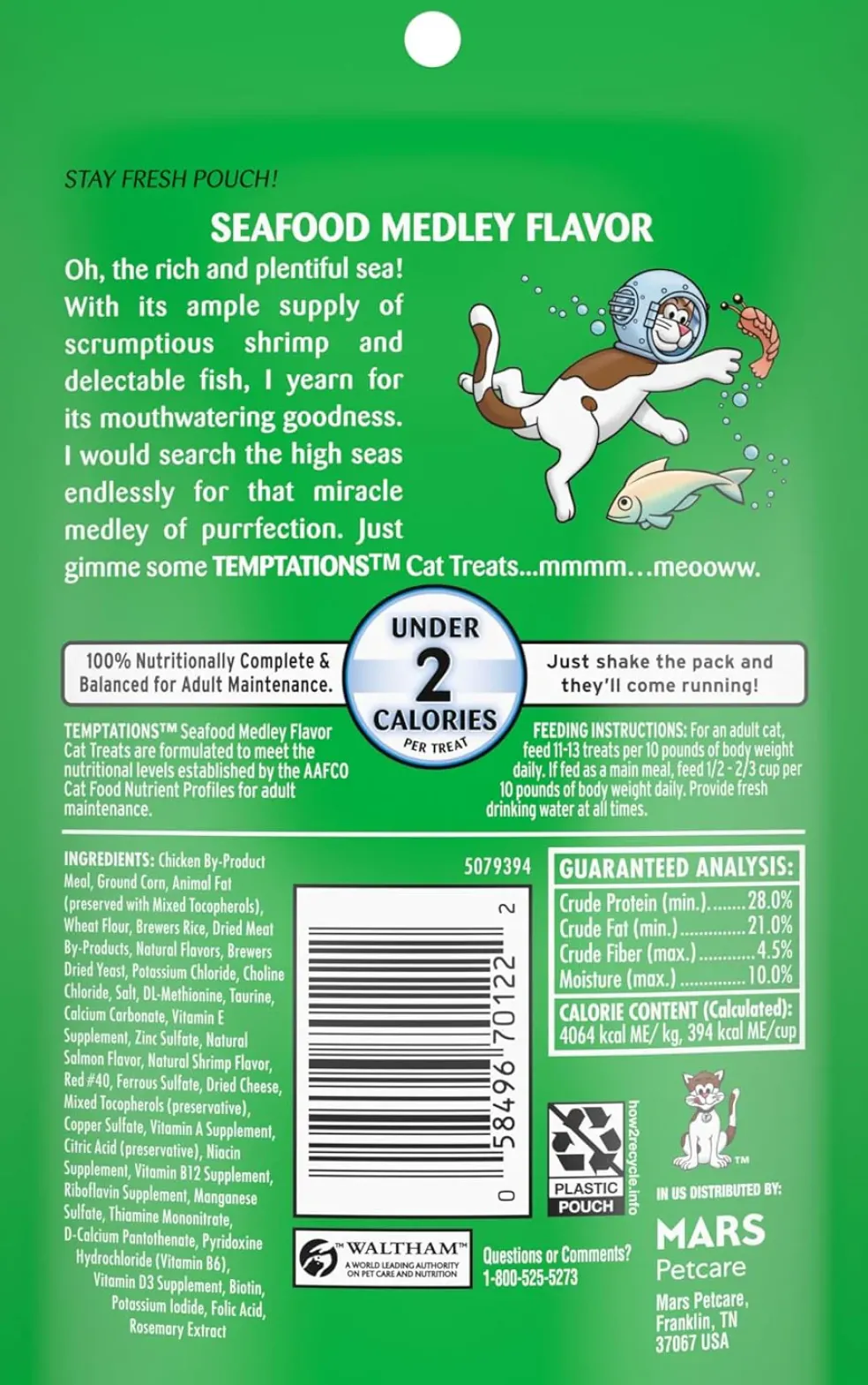 Temptations Classics Seafood Medley Flavor Soft & Crunchy Cat Treats