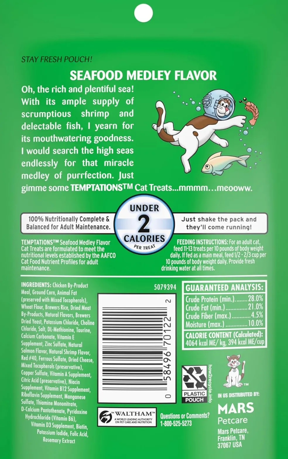 Temptations Classics Seafood Medley Flavor Soft & Crunchy Cat Treats