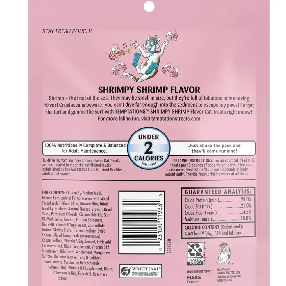 Temptations Classics Shrimpy Shrimp Flavor Soft & Crunchy Treats for Cats