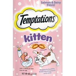 Temptations Salmon & Dairy Flavor Crunchy & Soft Kitten Treats, 3-oz