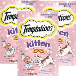 Temptations Salmon & Dairy Flavor Crunchy & Soft Kitten Treats, 3-oz