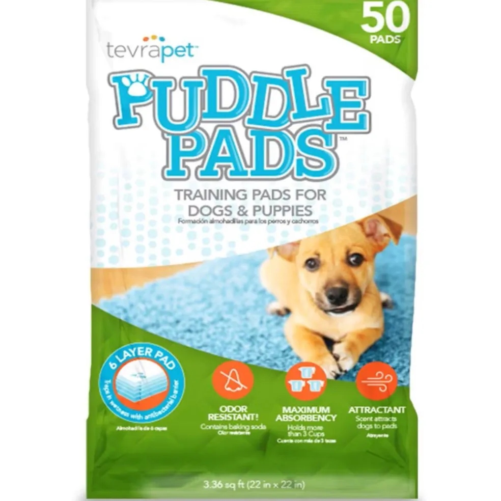 TevraPet Puddle Pads Dog Training Pads with Attractant Scent