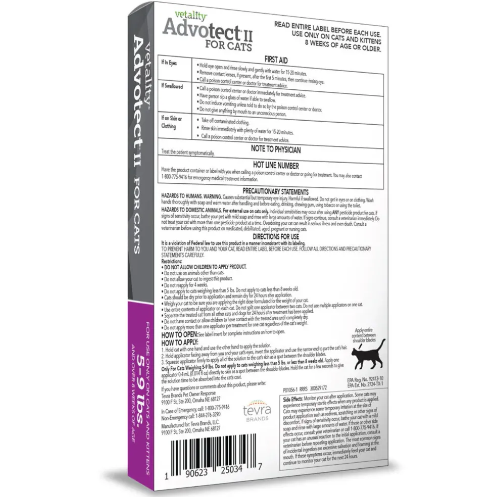 TevraPet Vetality Advotect II for Medium Cats 5-9 lbs