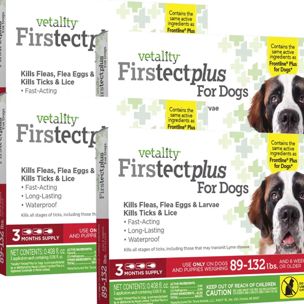 TevraPet Vetality Firstect Plus Flea & Tick Treatment for Dogs, 89-132 lbs
