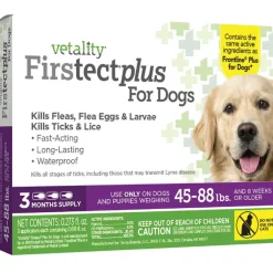 TevraPet Vetality Firstect Plus Flea & Tick Treatment for Dogs, 45-88 lbs