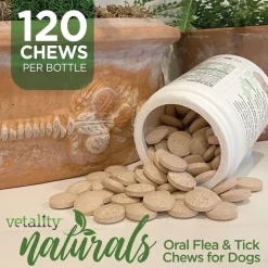 TevraPet Vetality Naturals Oral Flea & Tick Chews for Dogs, Chicken Flavor, 120 count