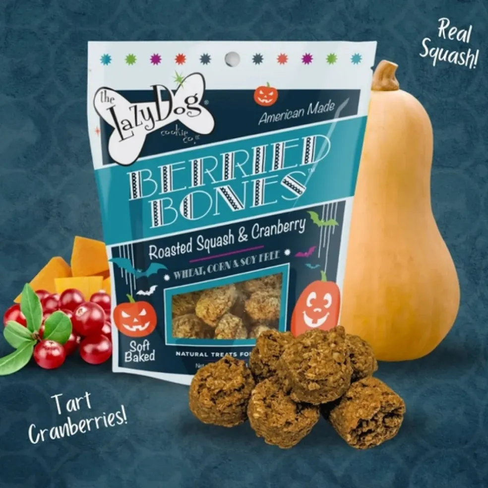 The Lazy Dog Cookie Co. Berried Bones Roasted Squash & Cranberry Soft-Baked Treats For Dogs (5 oz)