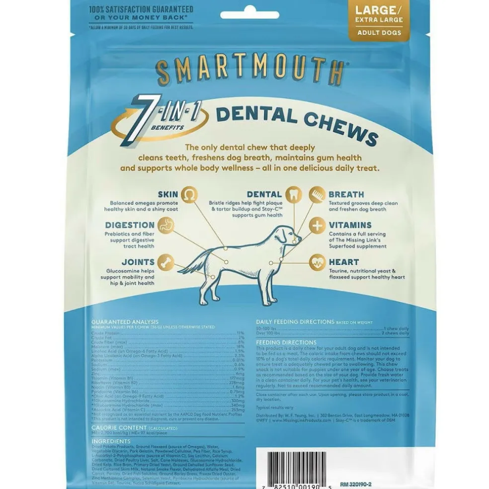 The Missing Link Smartmouth Dental Chews For Large & Extra Large Dogs (28 count)