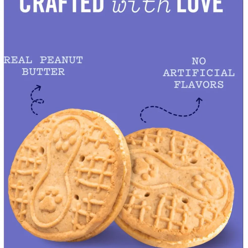Three Dog Bakery Puppy Butters Sandwich Cookie with Real Peanut Butter Treats For Dogs (11.8 oz)