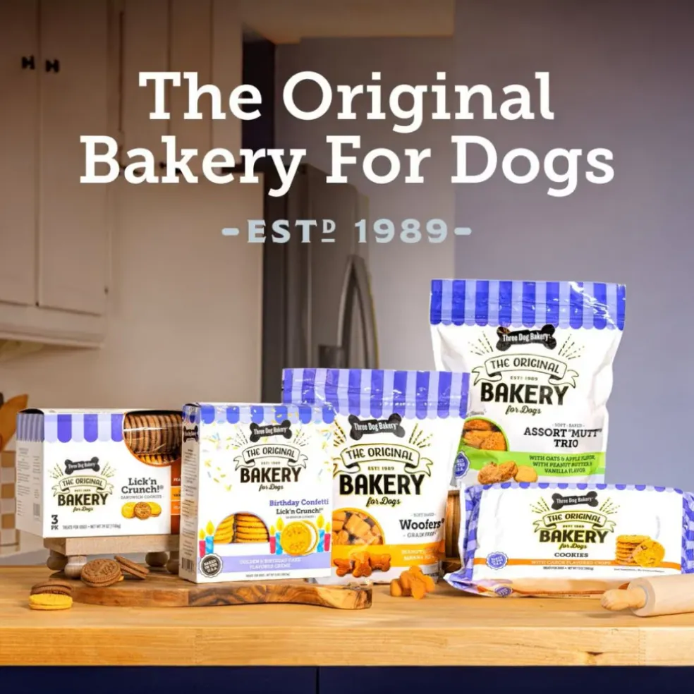 Three Dog Bakery Puppy Butters Sandwich Cookie with Real Peanut Butter Treats For Dogs (11.8 oz)