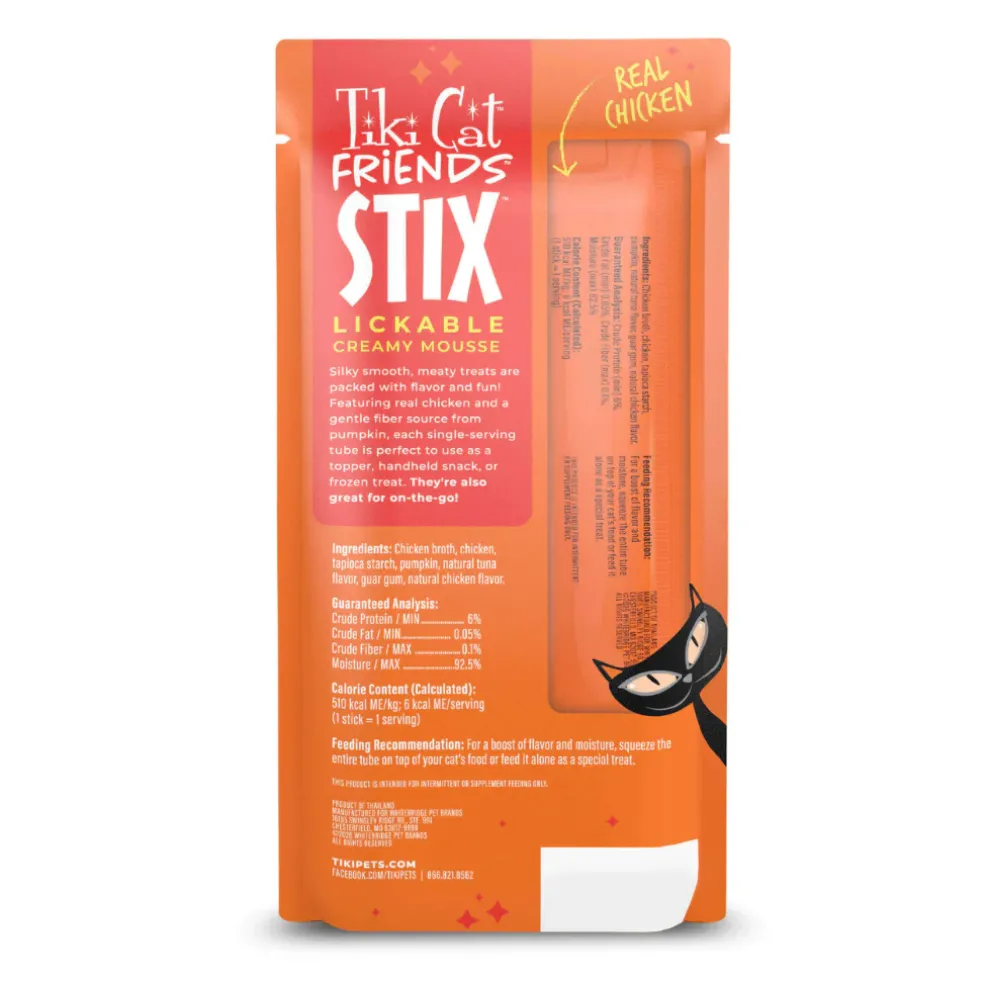Tiki Cat Friends Stix Chicken & Pumpkin Recipe in Creamy Gravy Lickable Cat Treats (0.4 oz x 4 servings)