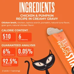 Tiki Cat Friends Stix Chicken & Pumpkin Recipe in Creamy Gravy Lickable Cat Treats (0.4 oz x 4 servings)