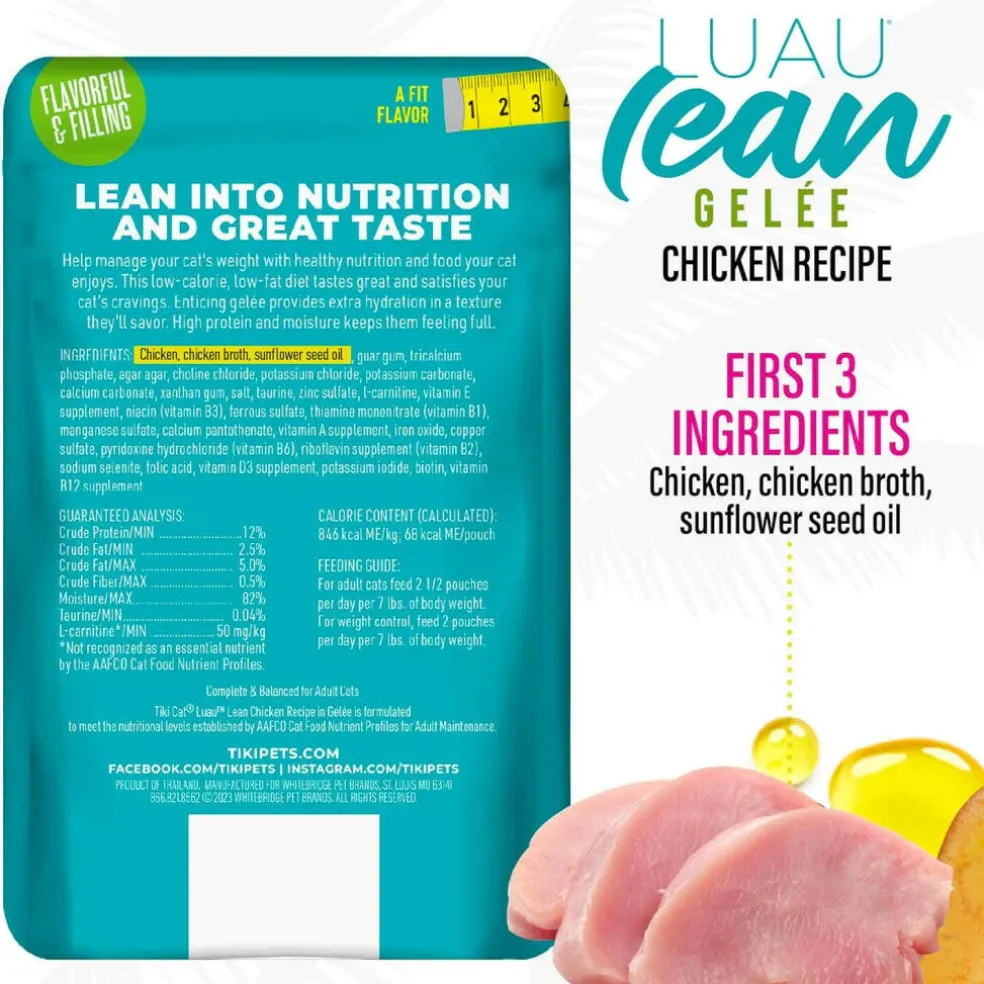 Tiki Cat Luau Lean Gelee Chicken Grain-Free Wet Food For Cats (2.8 oz x 12 Pouches)