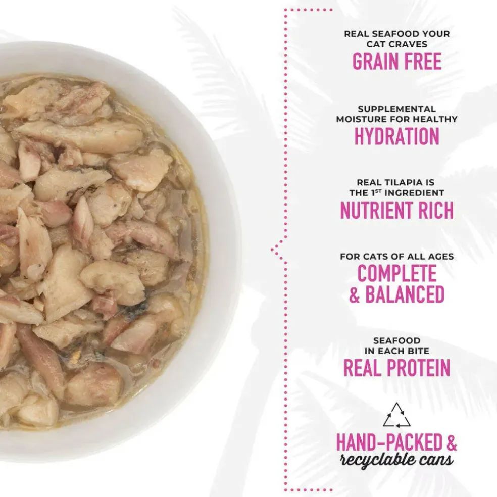 Tiki Cat Luau Tilapia in Tilapia Consomme Grain-Free Canned Food For Cats (6 oz x 8 cans)