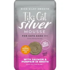 Tiki Cat Senior Salmon Velvet Mousse Grain-Free Wet Food For Senior Cats (2.8 oz x 12 pouches)