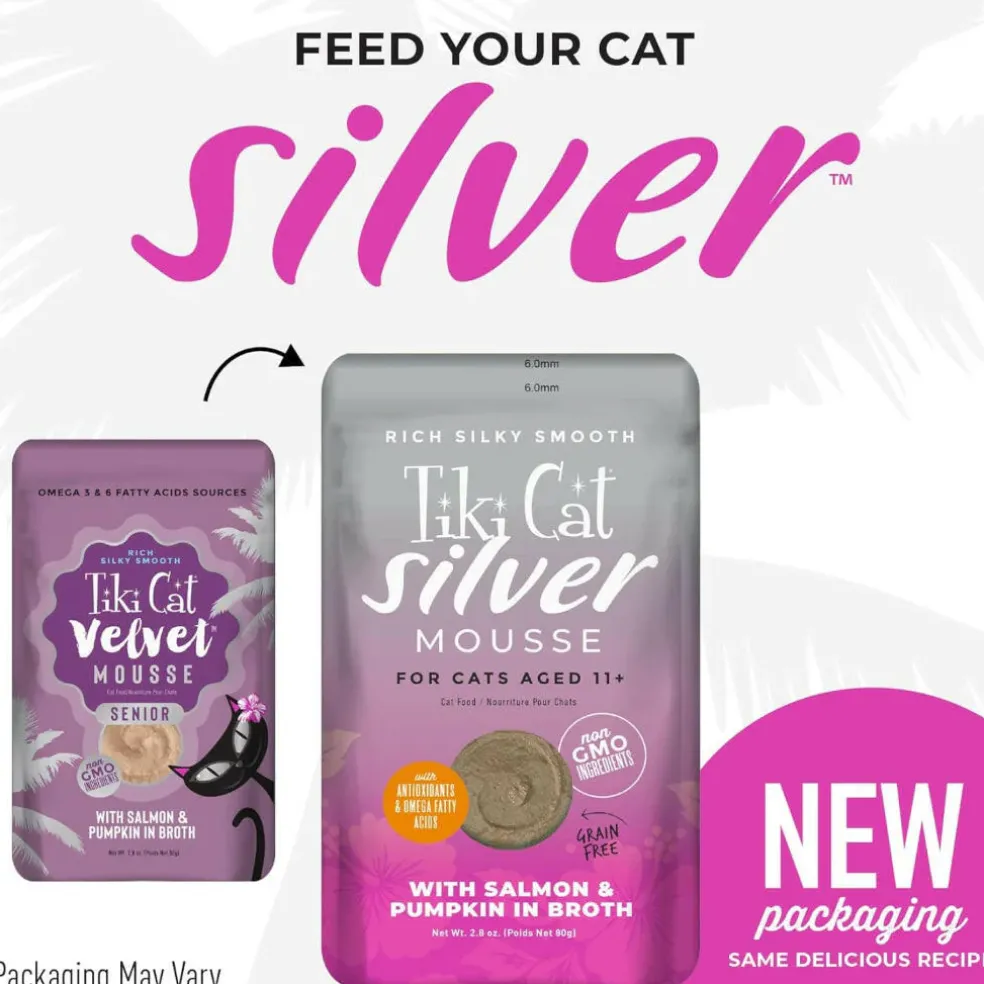 Tiki Cat Senior Salmon Velvet Mousse Grain-Free Wet Food For Senior Cats (2.8 oz x 12 pouches)