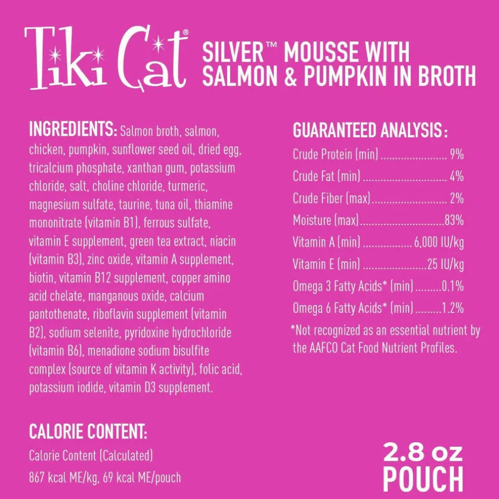 Tiki Cat Senior Salmon Velvet Mousse Grain-Free Wet Food For Senior Cats (2.8 oz x 12 pouches)