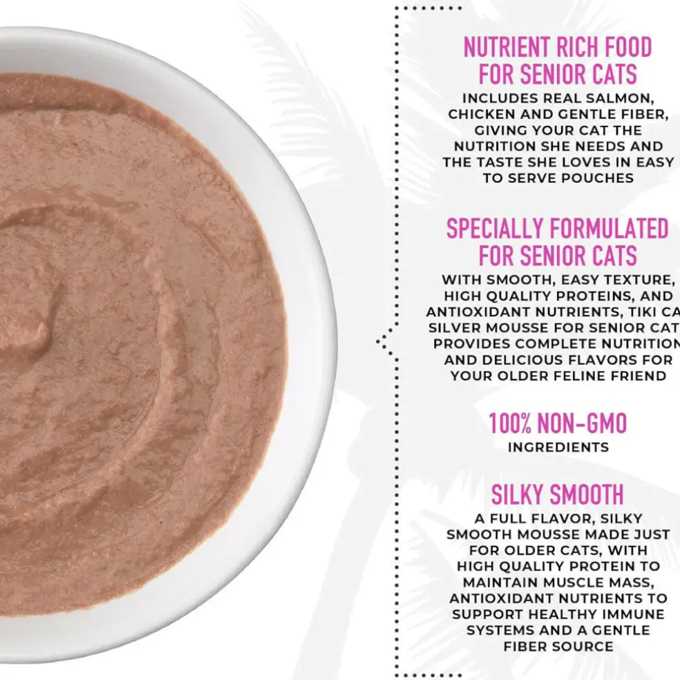 Tiki Cat Senior Salmon Velvet Mousse Grain-Free Wet Food For Senior Cats (2.8 oz x 12 pouches)