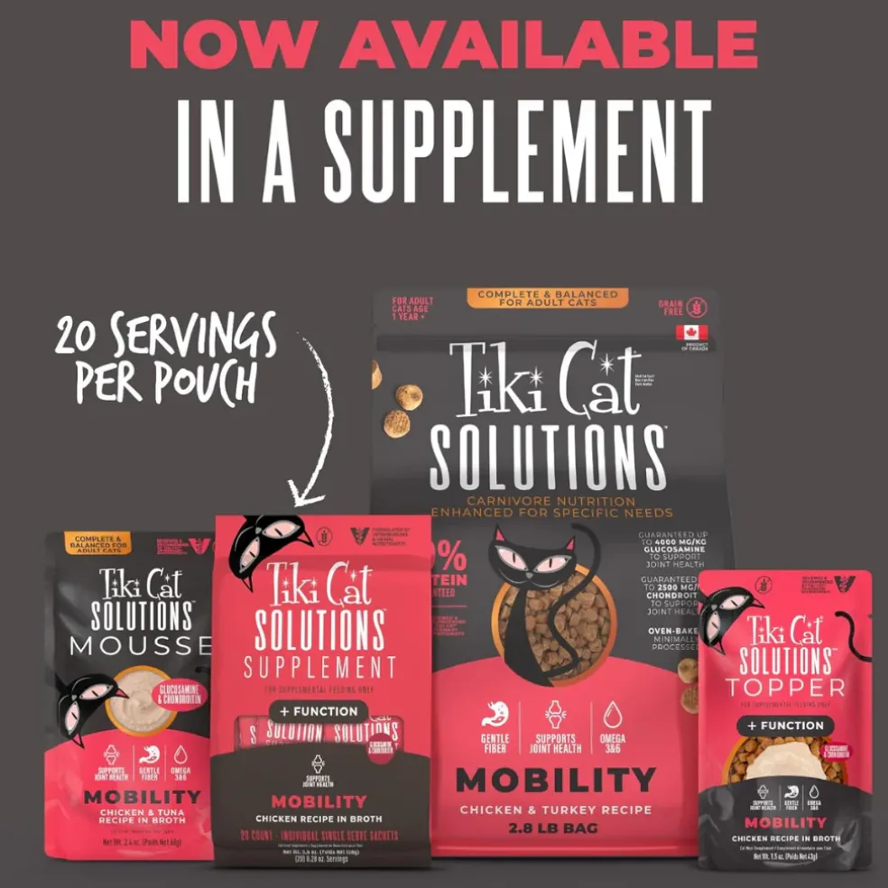 Tiki Cat Solutions Supplement Mobility Chicken Recipe in Broth for Cats (0.28 oz x 20 sachets)