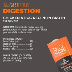 Tiki Cat Solutions Supplement Digestion Chicken & Egg Recipe in Broth for Cats (0.28 oz x 20 sachets)