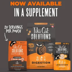 Tiki Cat Solutions Supplement Digestion Chicken & Egg Recipe in Broth for Cats (0.28 oz x 20 sachets)