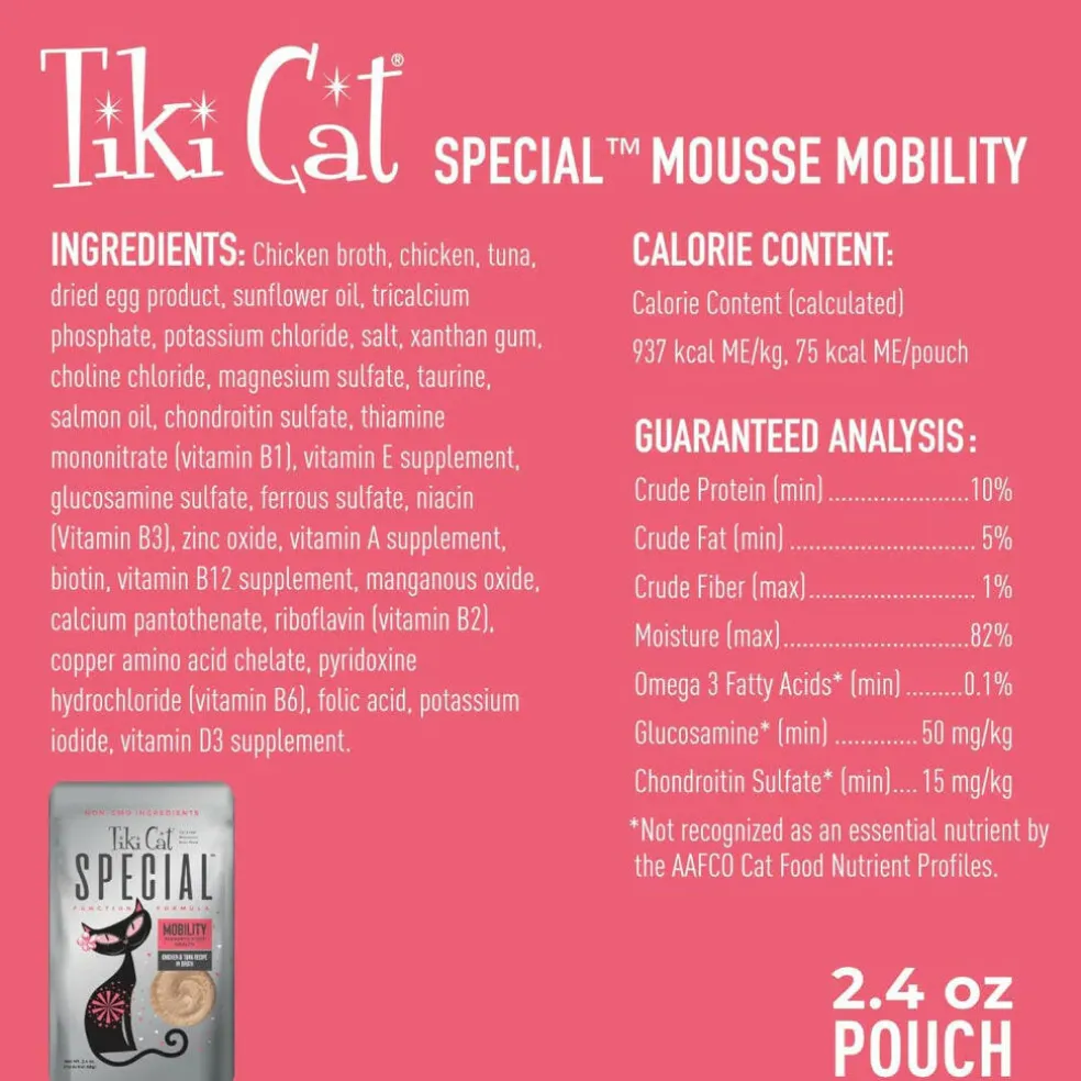 Tiki Cat Special Mousse Mobility Grain-Free Wet Food For Cats (2.4 oz x 12 pouches)