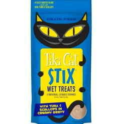 Tiki Cat Stix Tuna & Scallops in Creamy Gravy Grain-Free Wet Treat For Cat (0.5 oz x 6 tubes)