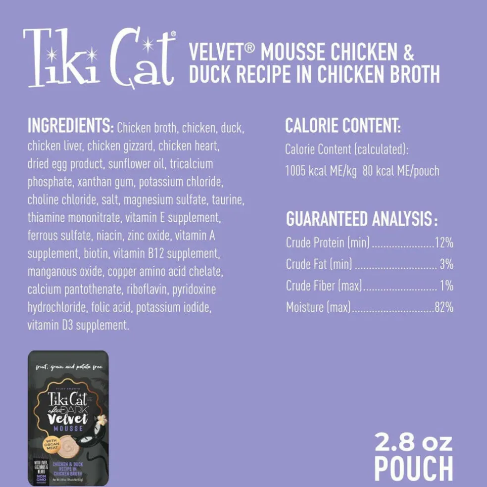 Tiki Cat Velvet Mousse Duck (2.8 oz x 12 pouches)